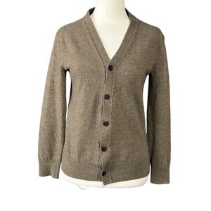 Club Monaco Sweater Mens XS Brown 100% Wool V Neck Button Cardigan Knit Soft